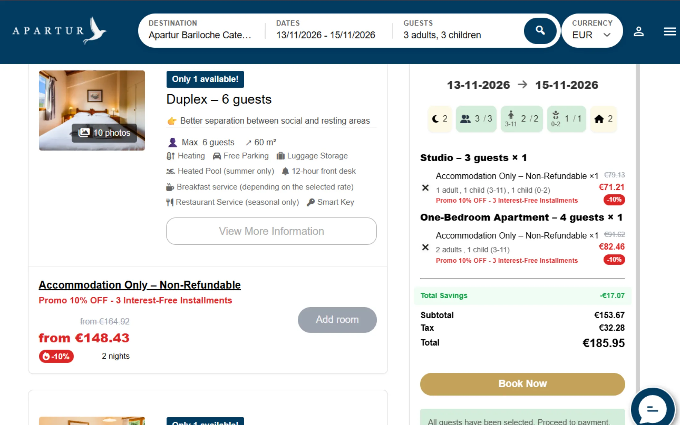 Buscador de disponibilidad en apartur.com.ar